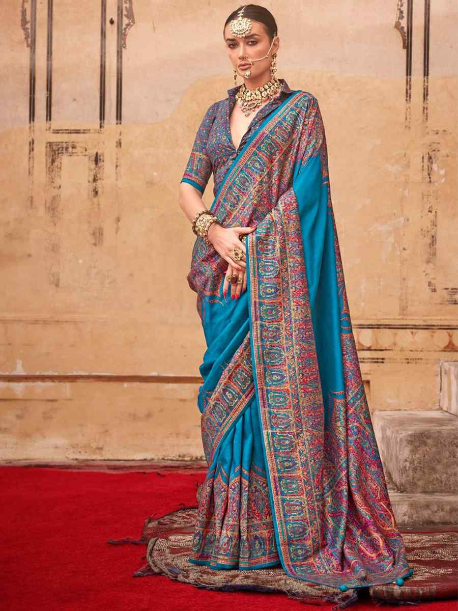 Firozi PV Silk Printed Casual Festival Classic Style Saree