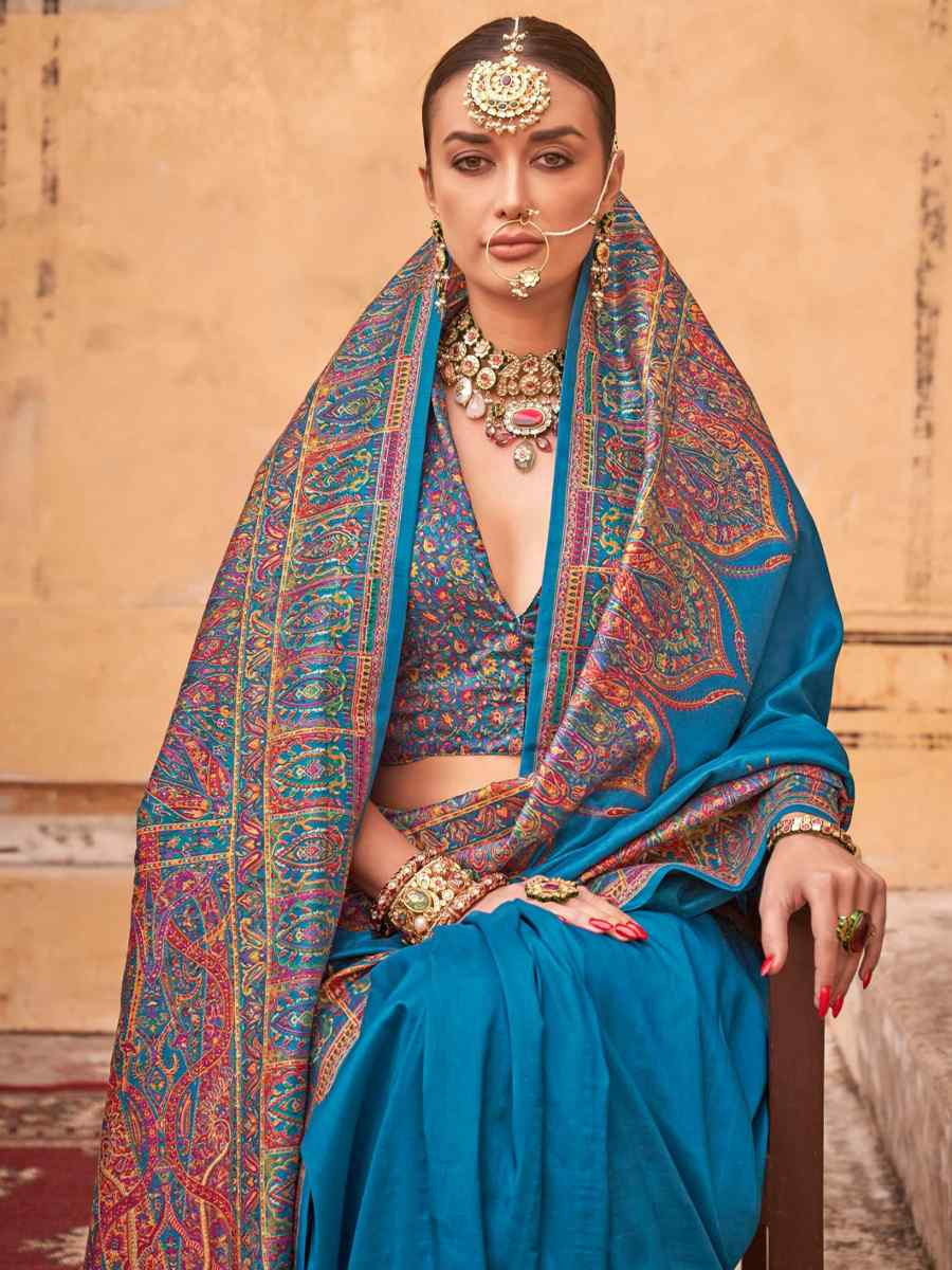 Firozi PV Silk Printed Casual Festival Classic Style Saree