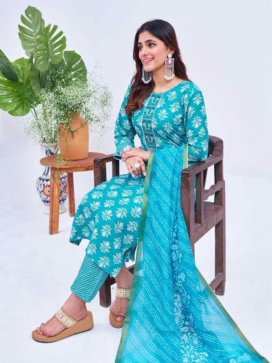 Firozi Rayon Printed Casual Festival Ready Pant Salwar Kameez