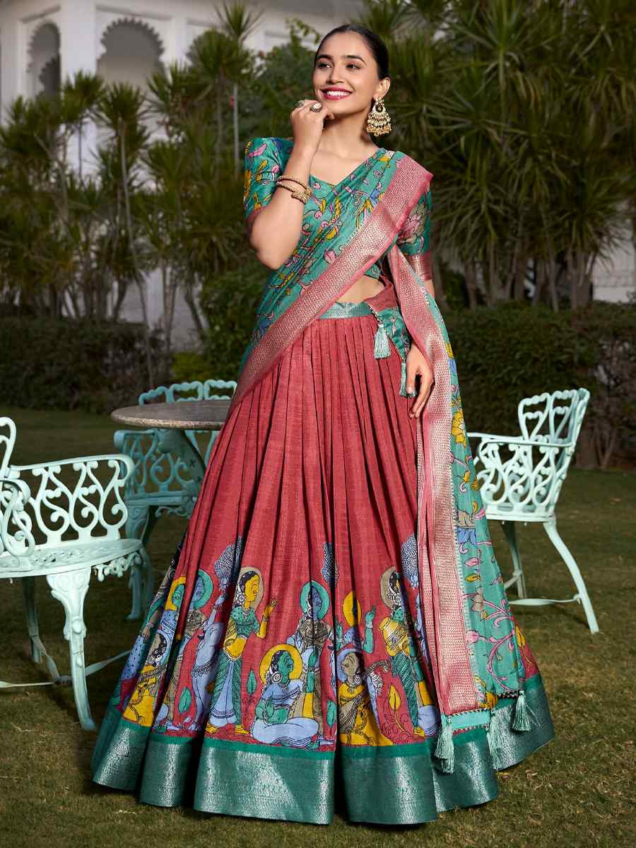 Gajri Dola Silk Printed Mehendi Festival Circular Lehenga Choli