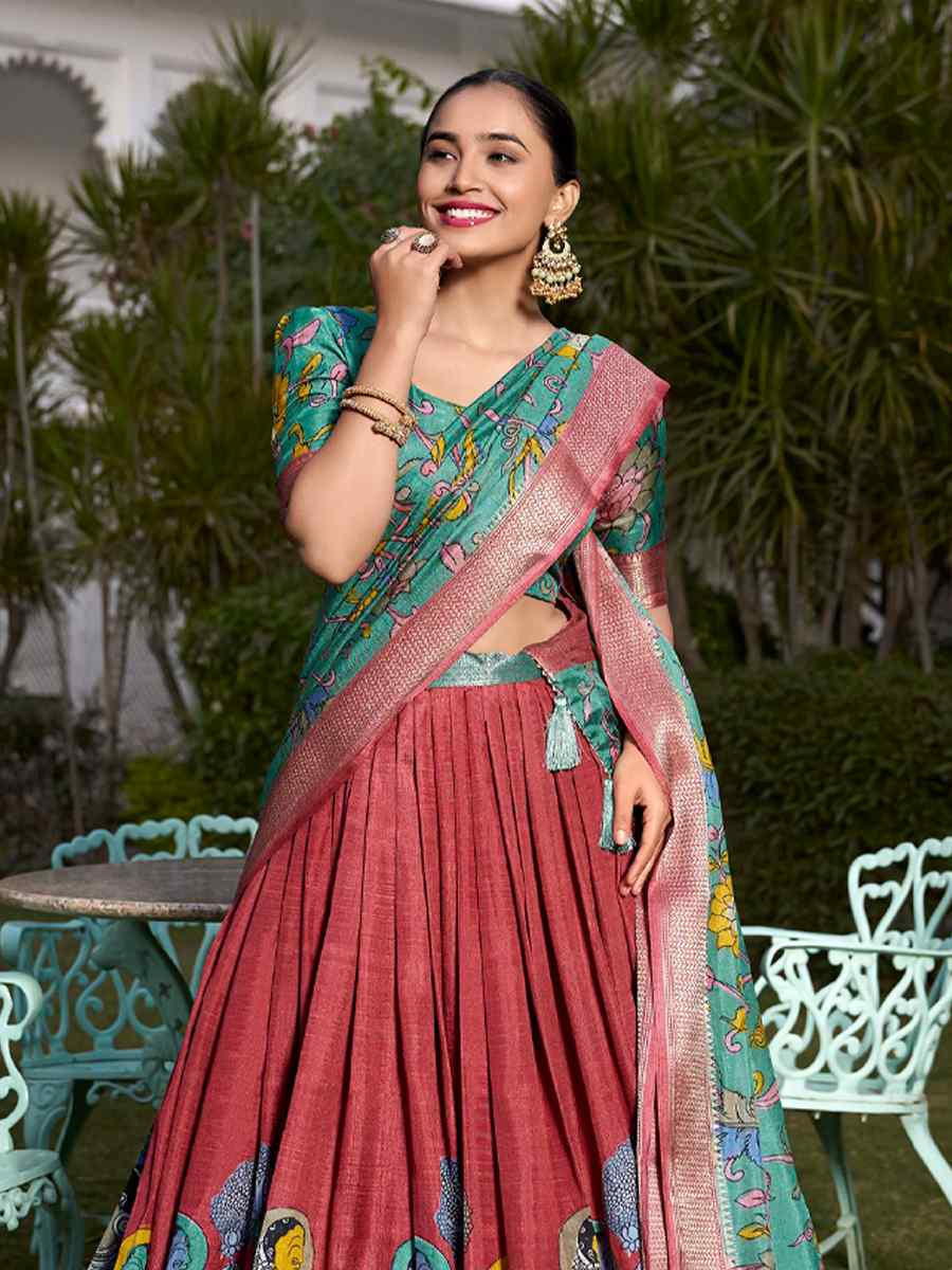 Gajri Dola Silk Printed Mehendi Festival Circular Lehenga Choli