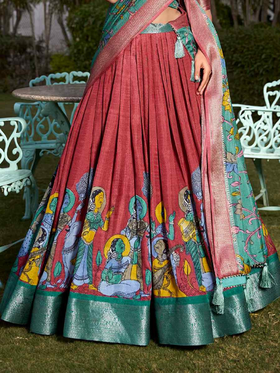 Gajri Dola Silk Printed Mehendi Festival Circular Lehenga Choli