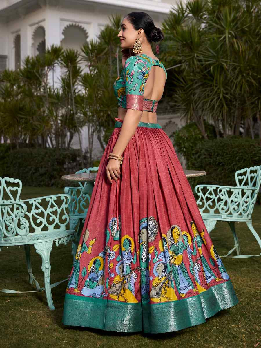 Gajri Dola Silk Printed Mehendi Festival Circular Lehenga Choli