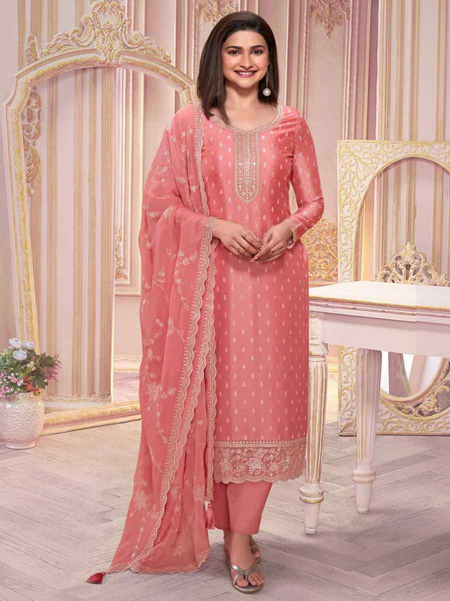 Gajri Heavy Silk Embroidered Festival Mehendi Pant Salwar Kameez