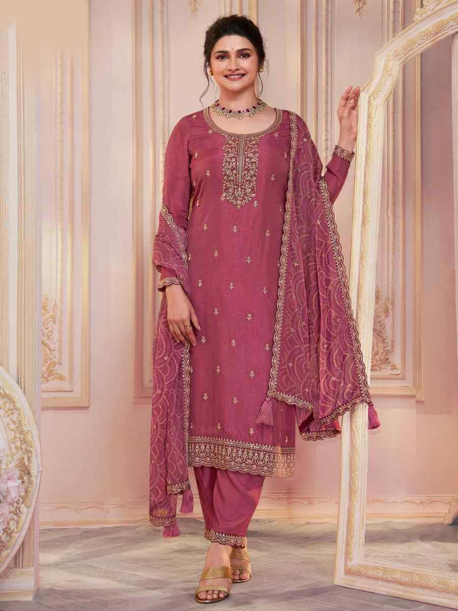 Gajri Heavy Silk Gerogatte Embroidered Festival Wedding Pant Salwar Kameez