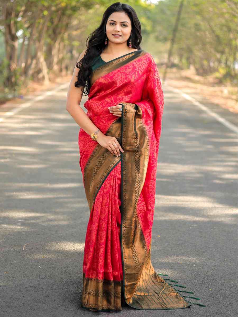 Gajri Kubera Pattu Handwoven Wedding Festival Heavy Border Saree