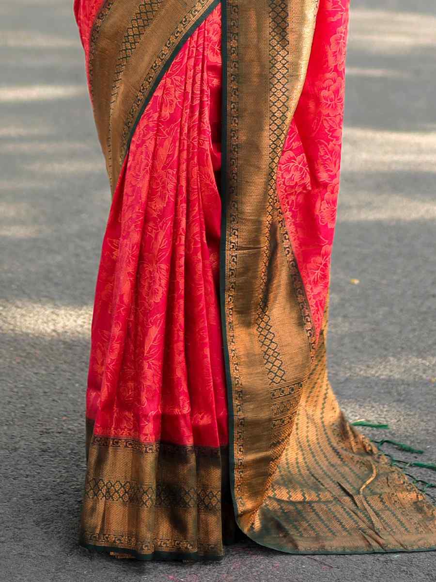 Gajri Kubera Pattu Handwoven Wedding Festival Heavy Border Saree