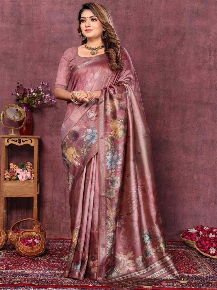 Gajri Pink Art Silk Handwoven Festival Wedding Heavy Border Saree
