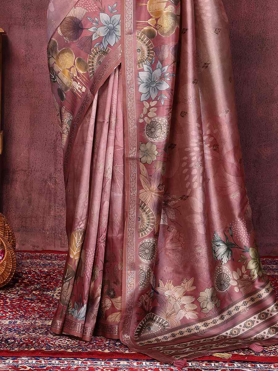 Gajri Pink Art Silk Handwoven Festival Wedding Heavy Border Saree