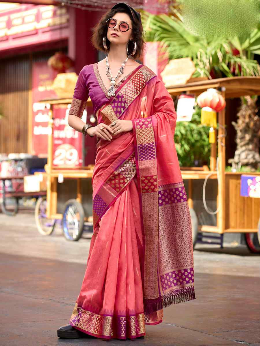 Gajri Pure Banarasi Silk Handwoven Festival Wedding Heavy Border Saree