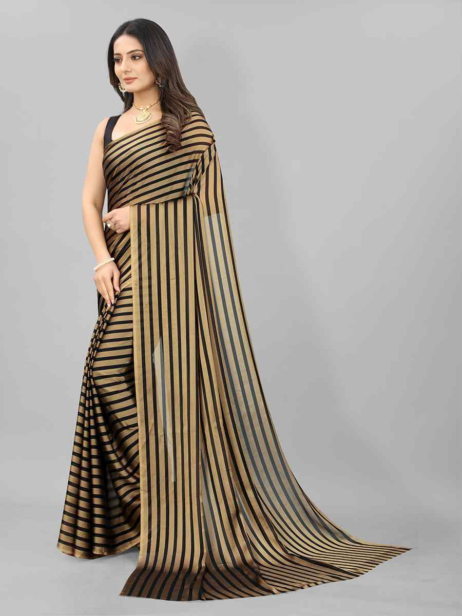 Gold Black Berry Printed Festival Casual Contemporary Saree