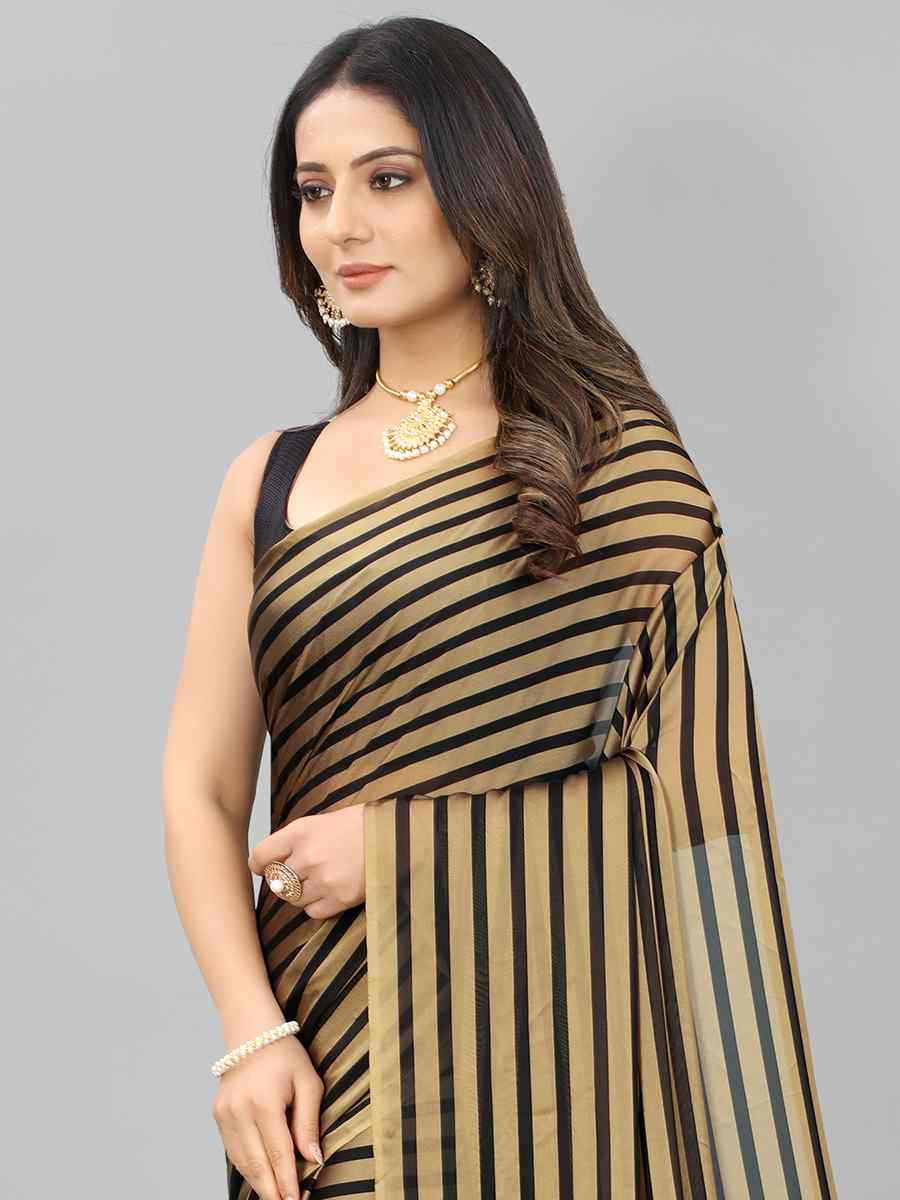 Gold Black Berry Printed Festival Casual Contemporary Saree