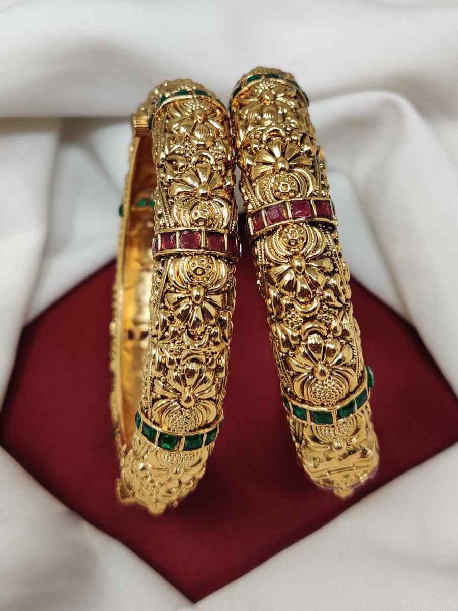 Gold Copper Party Wear Jadau Bangles