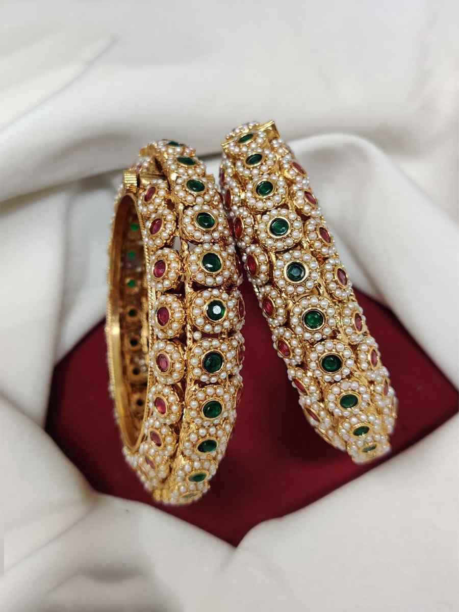 Gold Copper Party Wear Jadau Bangles