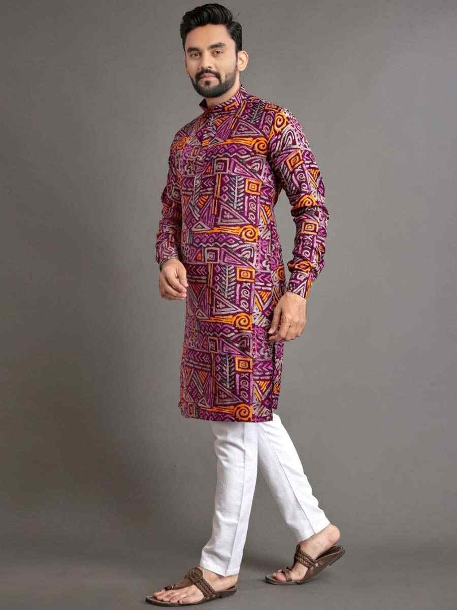 Gold Premium Soft Cotton Printed Festival Casual Kurta