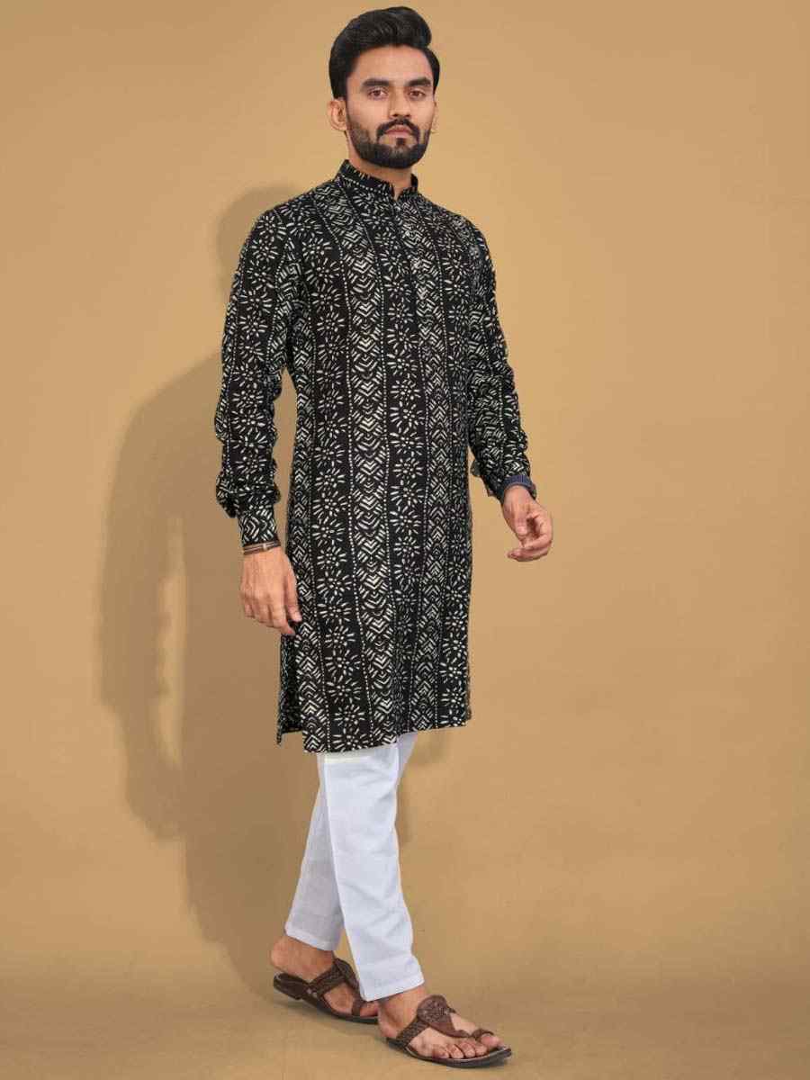 Gold Premium Soft Cotton Printed Festival Casual Kurta