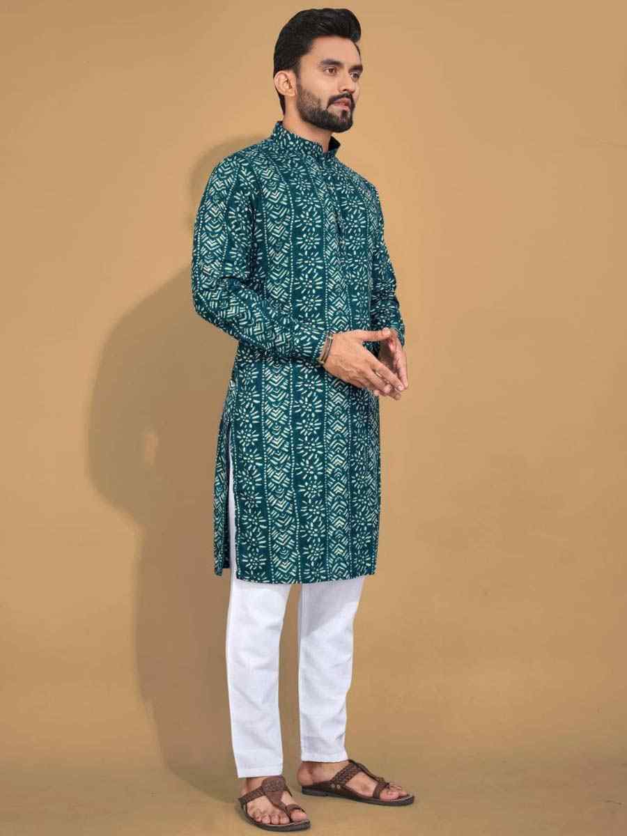 Gold Premium Soft Cotton Printed Festival Casual Kurta