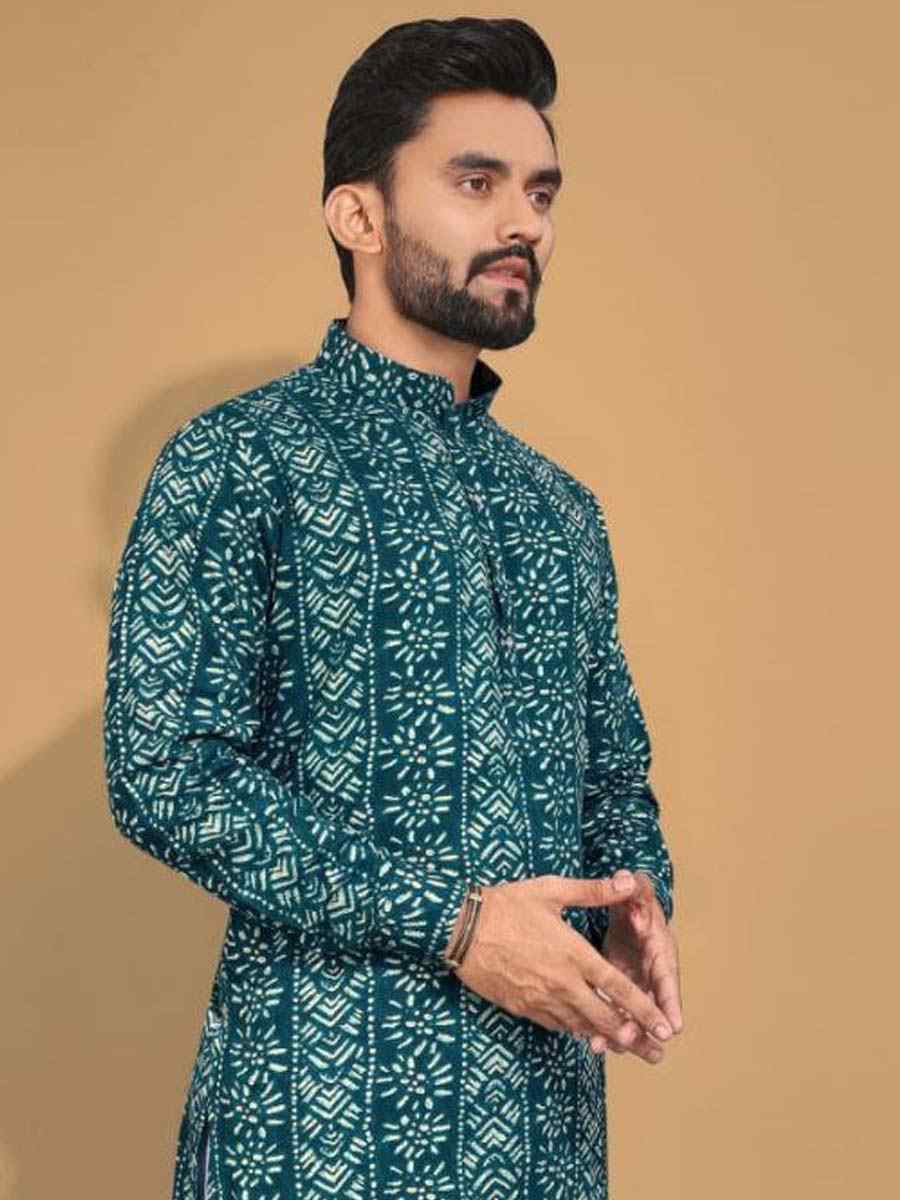 Gold Premium Soft Cotton Printed Festival Casual Kurta