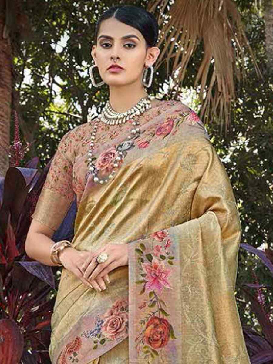 Gold Silk Handwoven Festival Wedding Heavy Border Saree