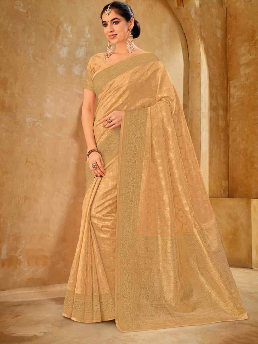 Gold Silk Handwoven Festival Wedding Heavy Border Saree