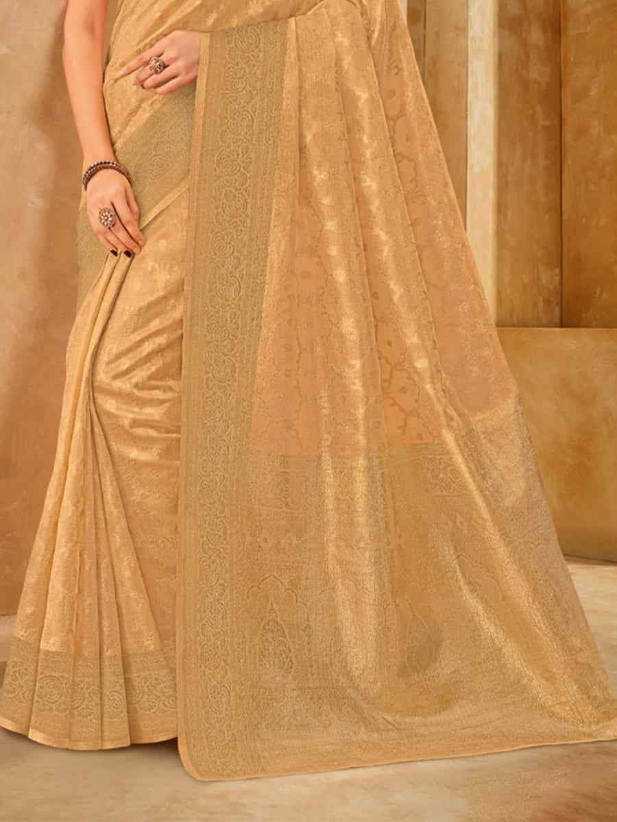 Gold Silk Handwoven Festival Wedding Heavy Border Saree