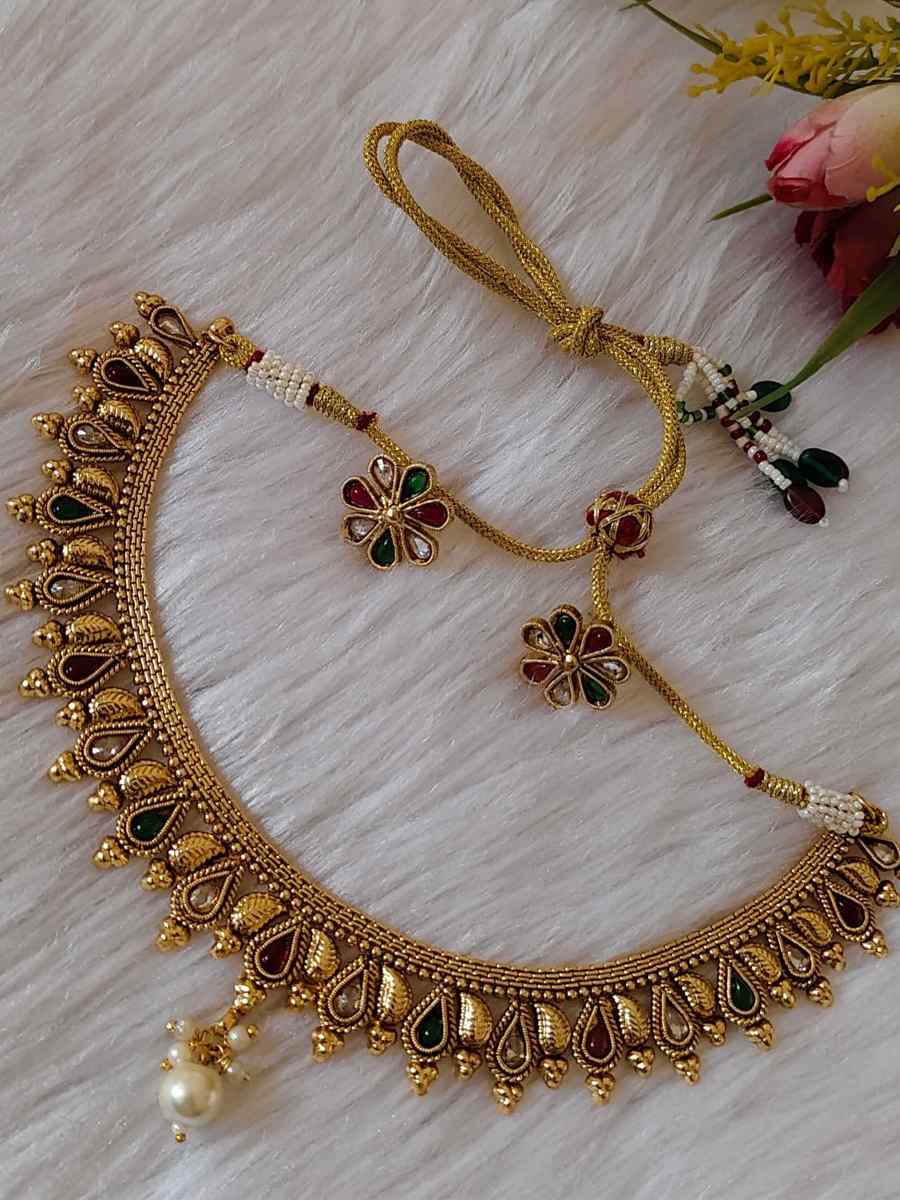 Golden Alloy Festival Wear Kundan Necklace