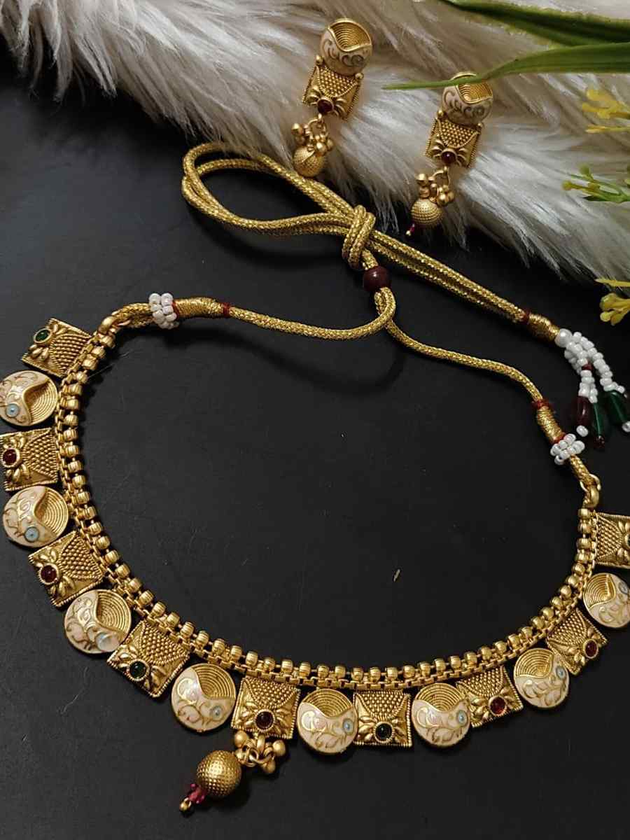 Golden Alloy Festival Wear Kundan Necklace