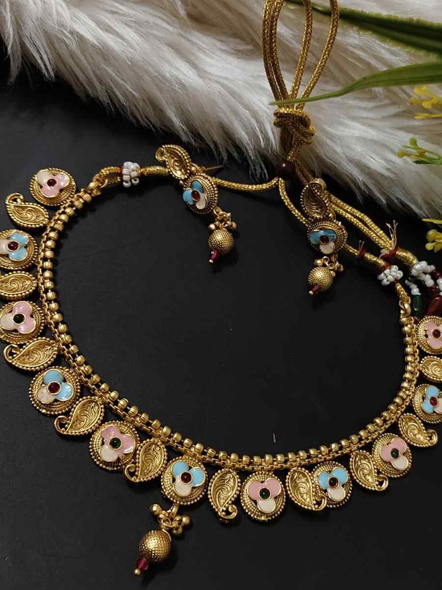 Golden Alloy Festival Wear Kundan Necklace