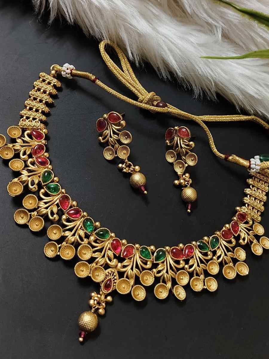 Golden Alloy Festival Wear Kundan Necklace