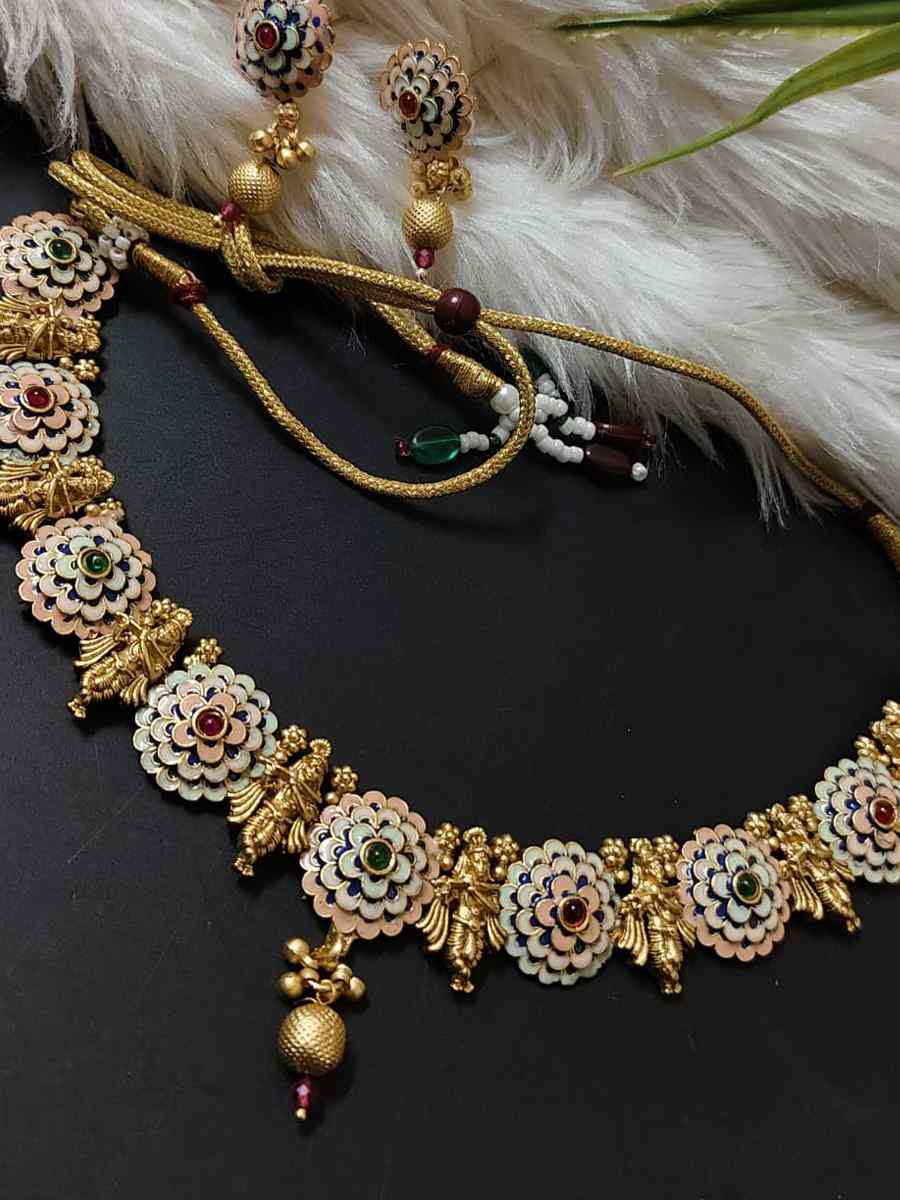 Golden Alloy Festival Wear Kundan Necklace