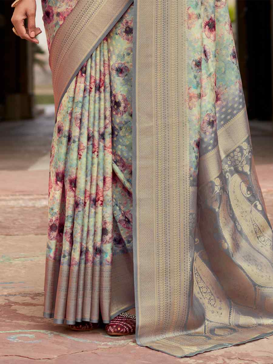 Golden Soft Tissue Silk Handwoven Festival Wedding Heavy Border Saree