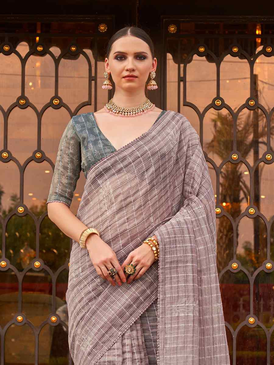 Gray Tissue Silk Printed Festival Casual Contemporary Saree