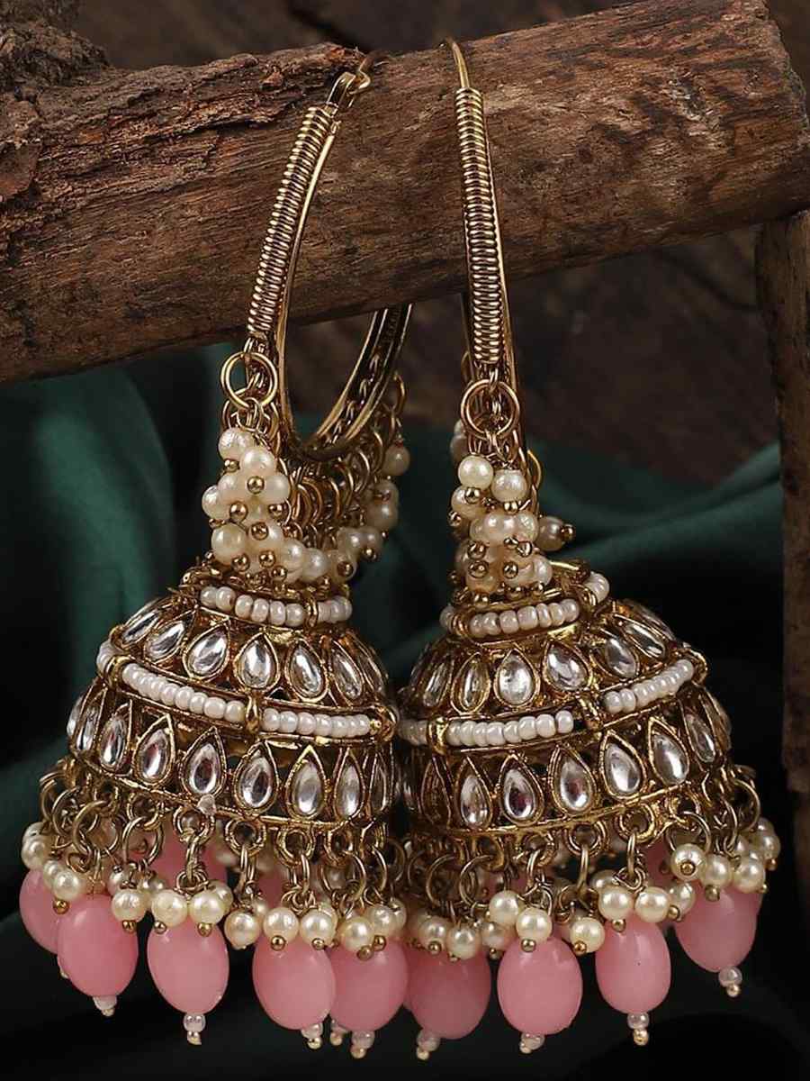 Green Alloy Festival Wear Kundan Earrings