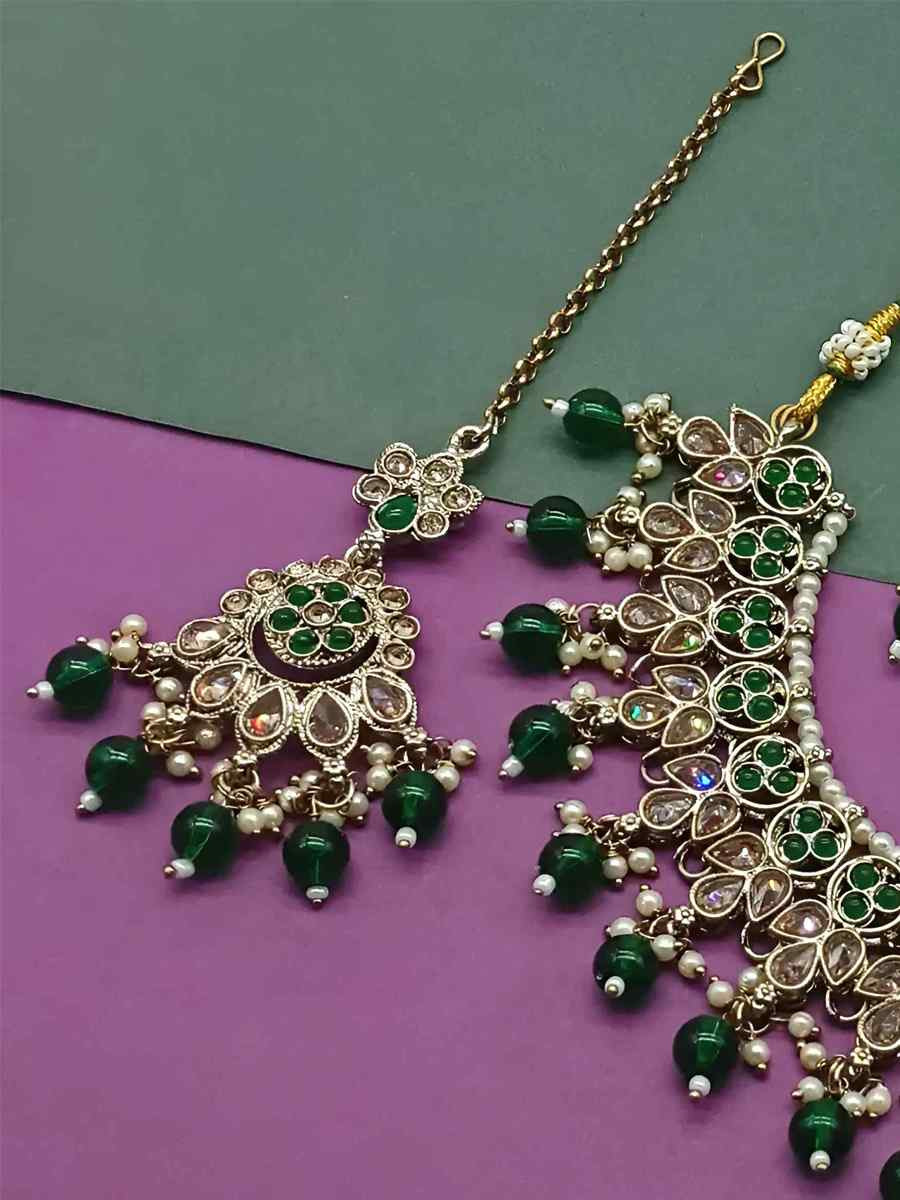 Green Alloy Festival Wear Kundan Necklace