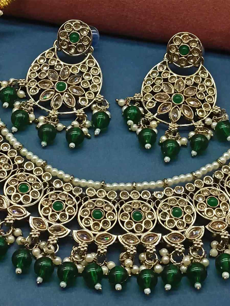 Green Alloy Festival Wear Kundan Necklace