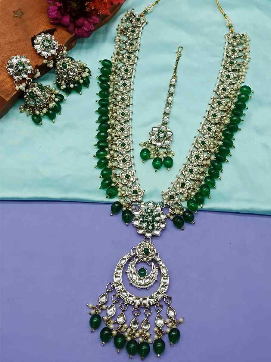 Green Alloy Festival Wear Kundan Necklace