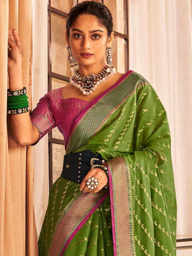 Heavy banarasi saree with blouse . Available @ resonable rate.