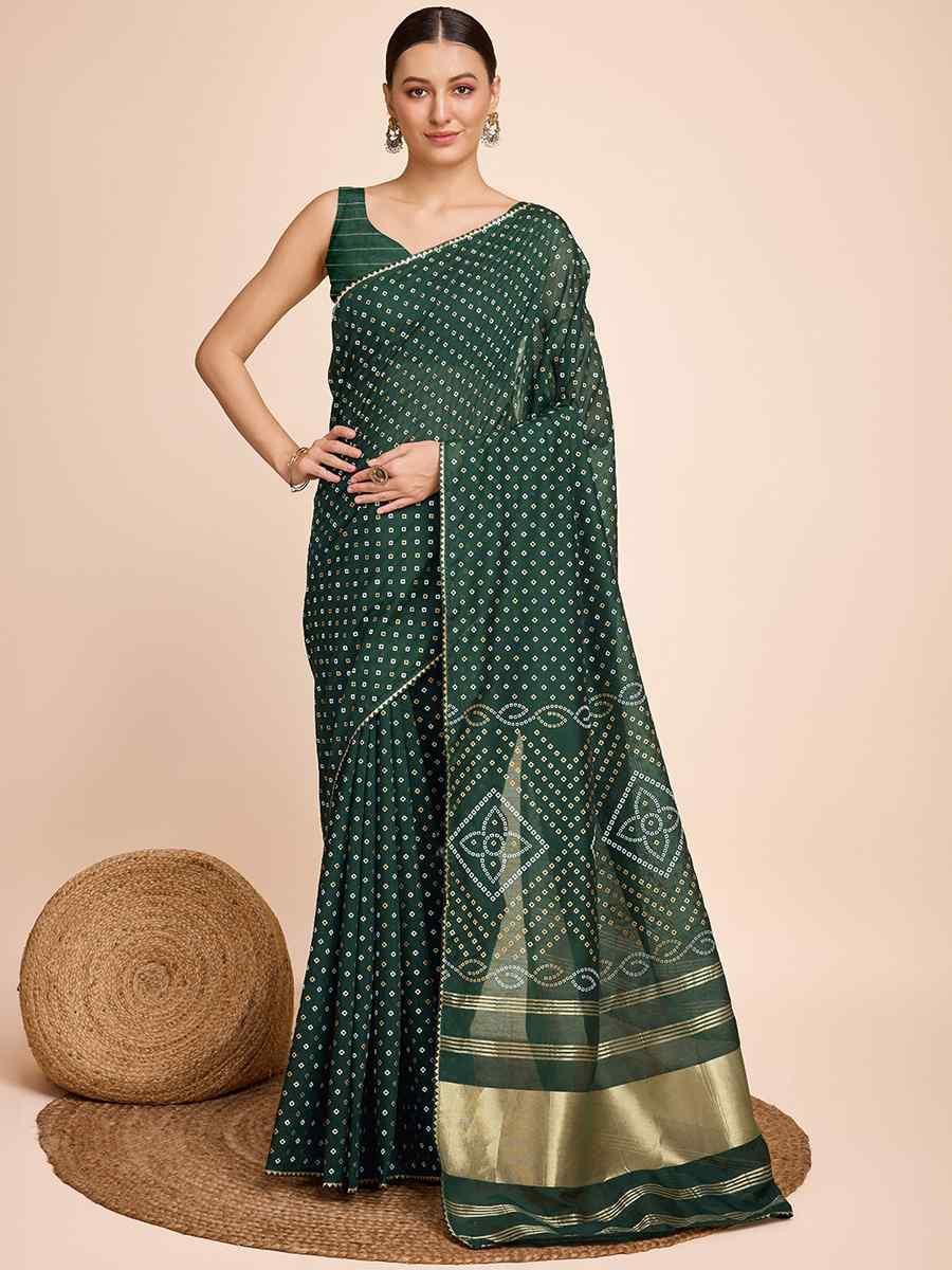 Green Cotton Silk Handwoven Festival Casual Classic Style Saree