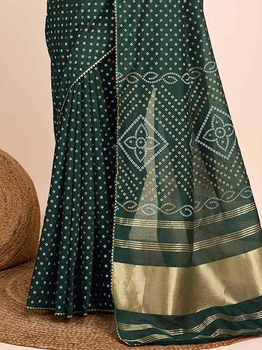 Green Cotton Silk Handwoven Festival Casual Classic Style Saree