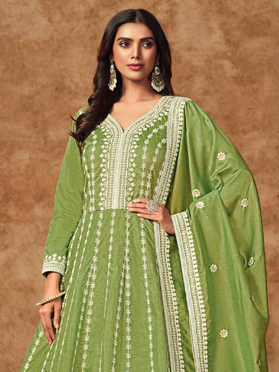 Green Dolla Slik Embroidered Festival Casual Gown