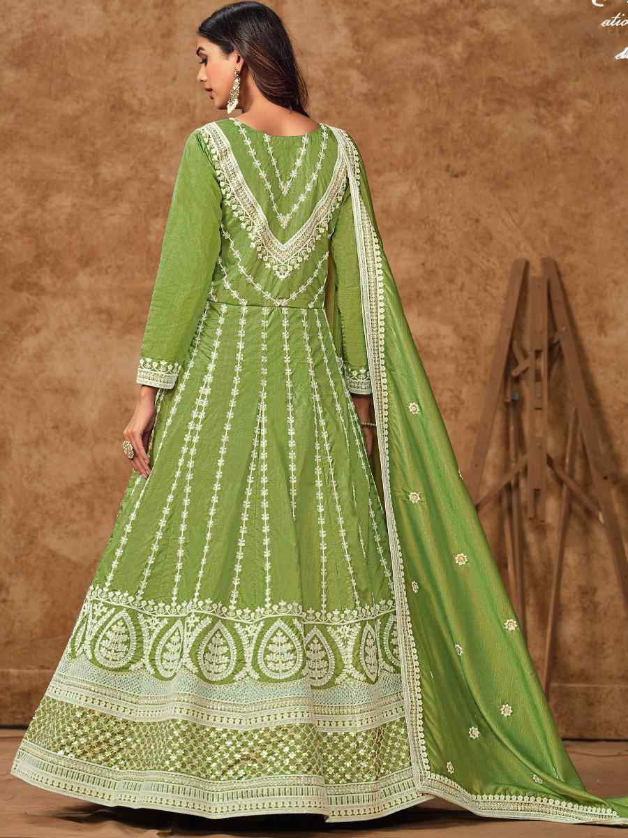 Green Dolla Slik Embroidered Festival Casual Gown