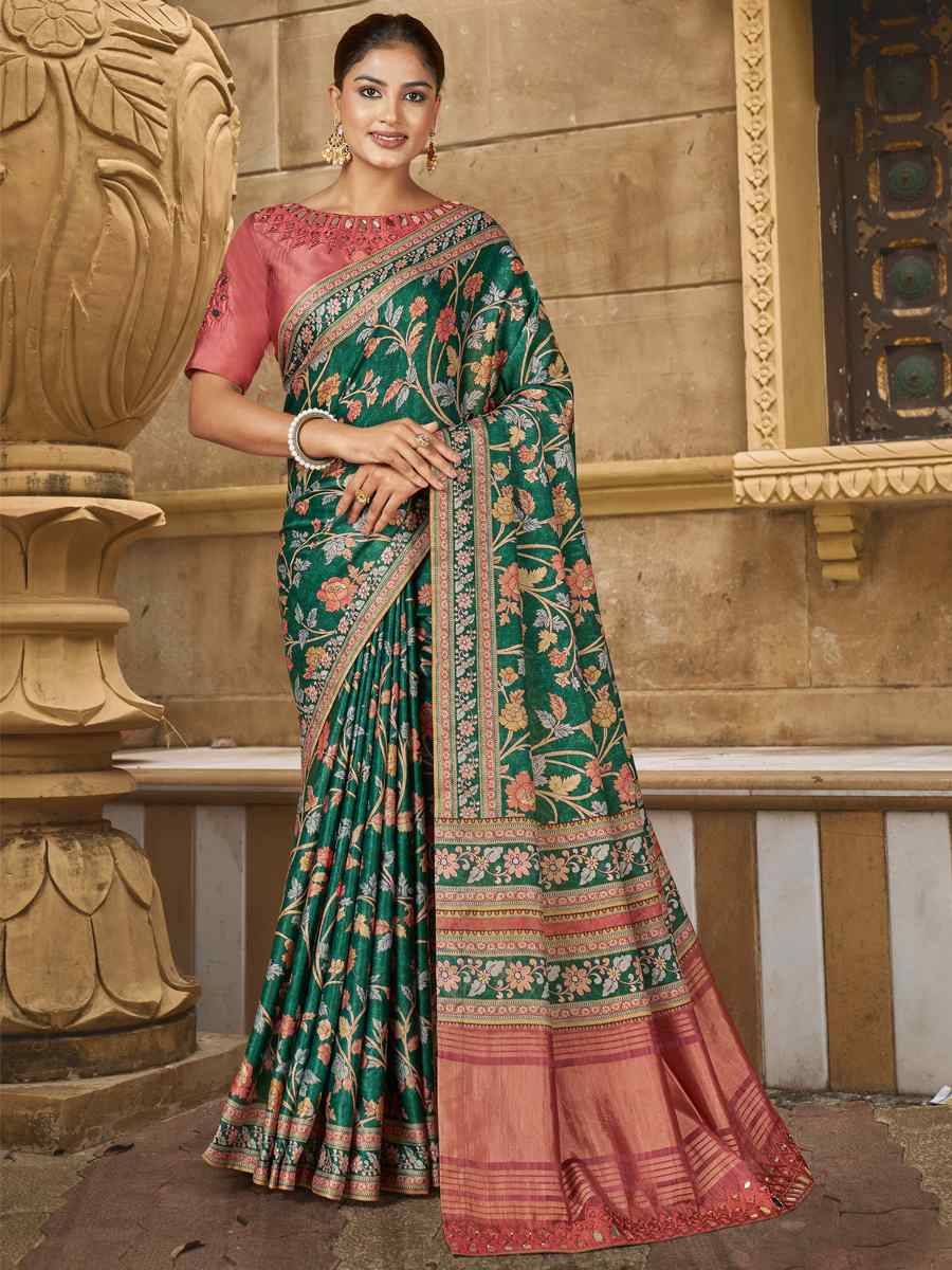 Green Gajji Silk Handwoven Festival Casual Heavy Border Saree