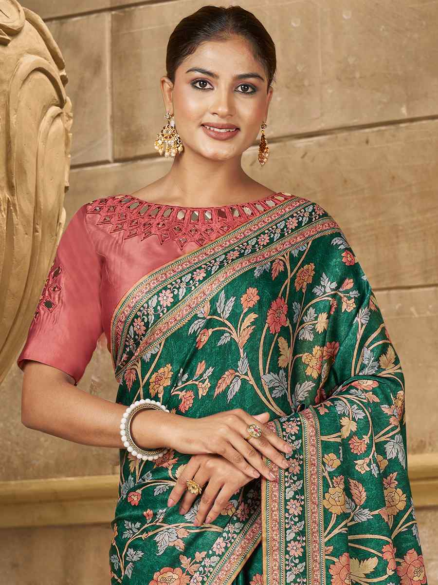 Green Gajji Silk Handwoven Festival Casual Heavy Border Saree