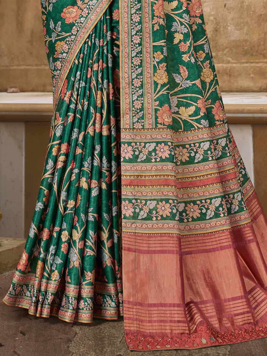 Green Gajji Silk Handwoven Festival Casual Heavy Border Saree