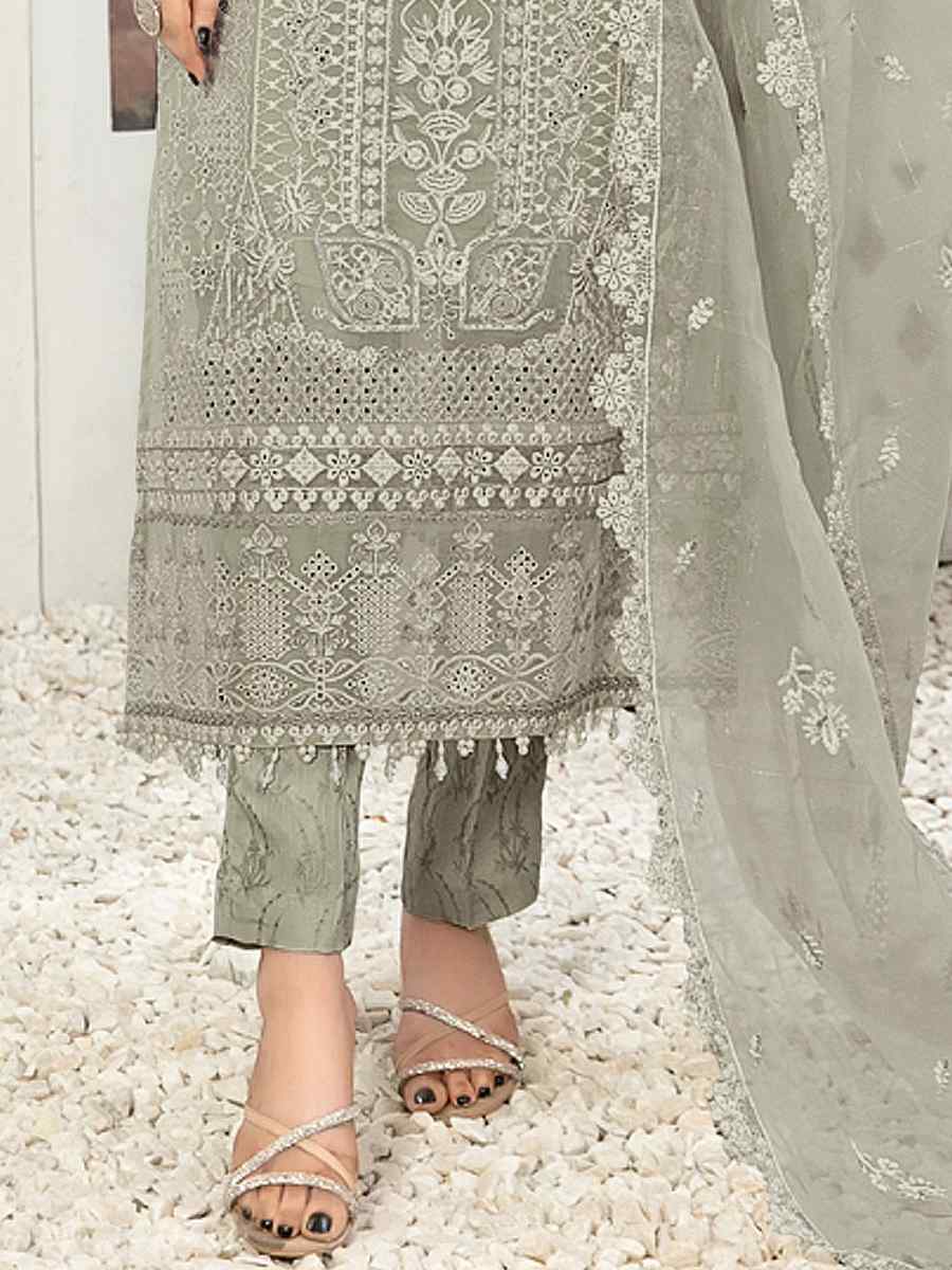 Green Georgette Embroidered Festival Casual Pant Salwar Kameez