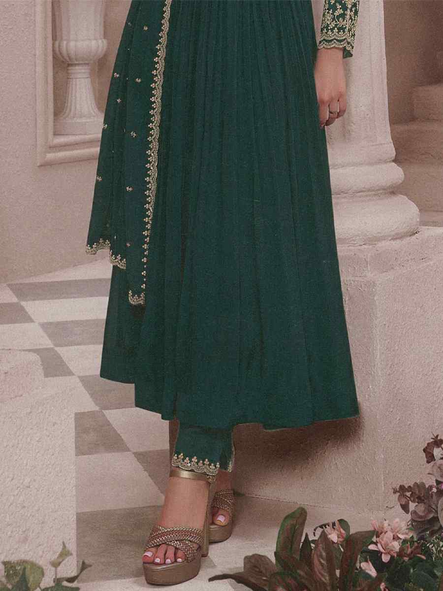 Green Heavy Chinon Embroidered Festival Wedding Anarkali Salwar Kameez