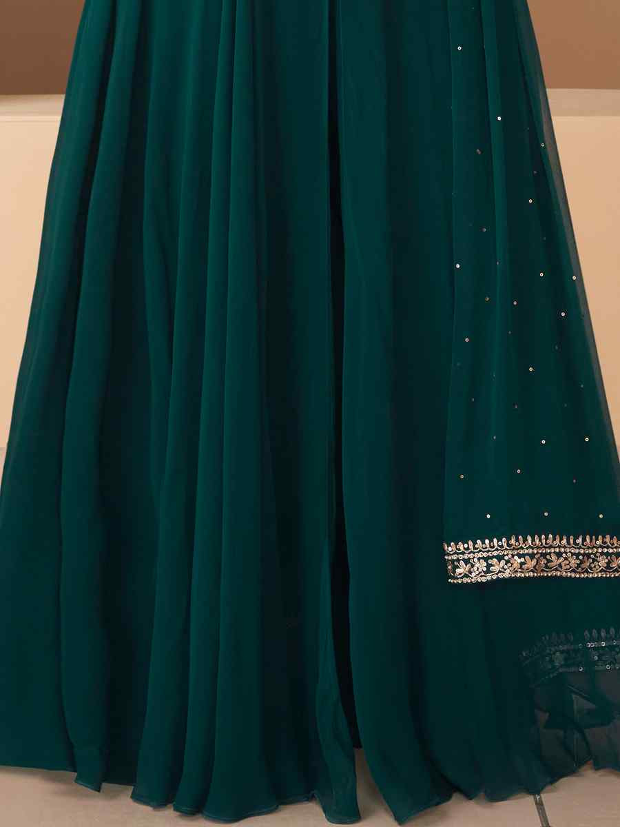 Green Heavy Georgette Embroidered Party Casual Ready Anarkali Salwar Kameez