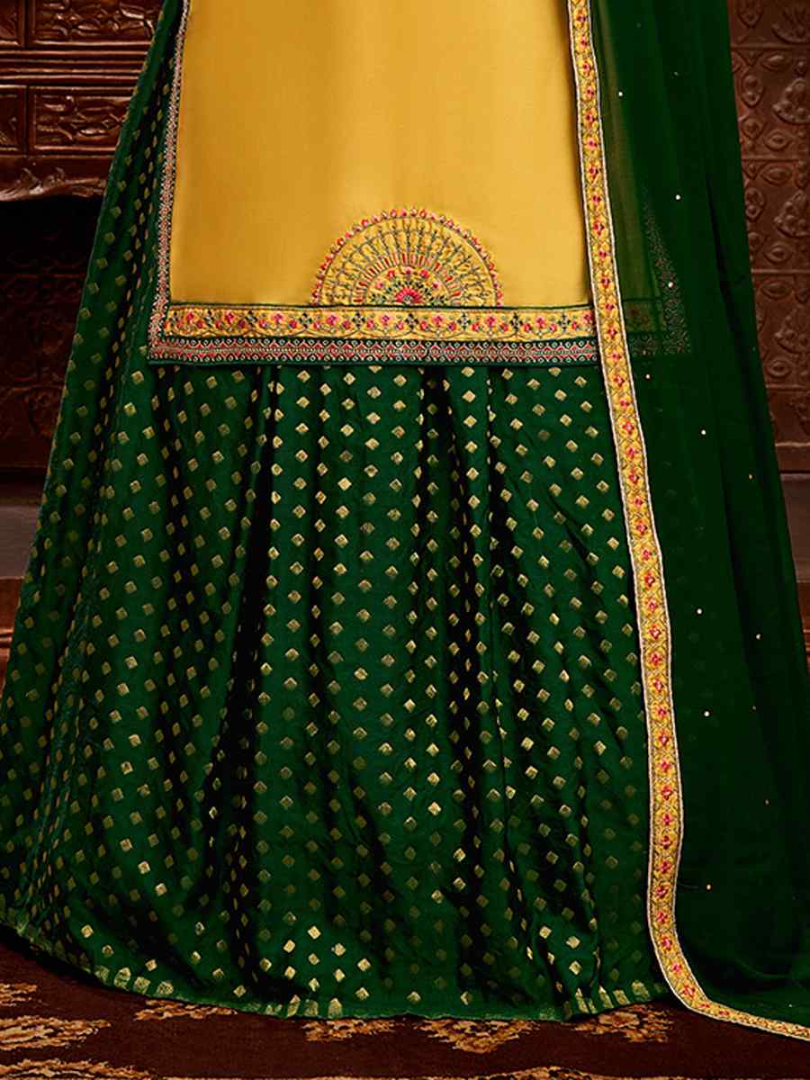 Green Crepe Embroidered Wedding Lehenga Choli with Dupatta - LC4685