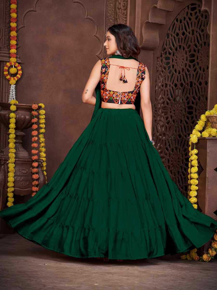 Green Mono Silk Embroidered Festival Mehendi Traditional Lehenga Choli