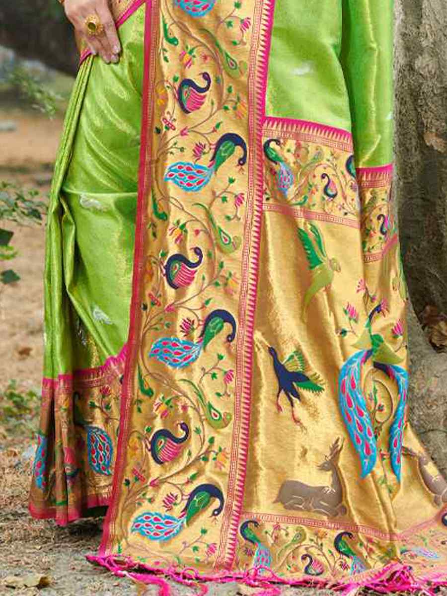 Green Paithani Silk Handwoven Wedding Festival Heavy Border Saree